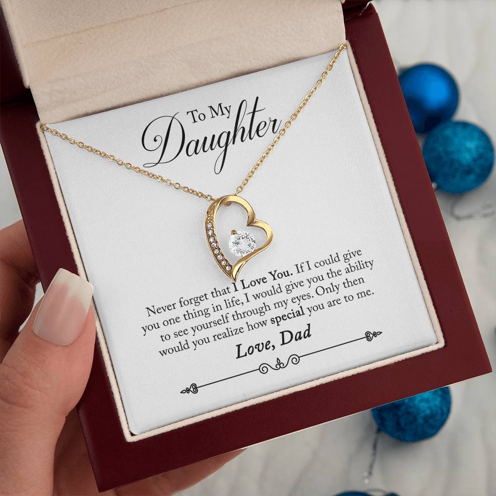 To My Daughter - Never Forget That I Love You - Forever Love Necklace - Message Box