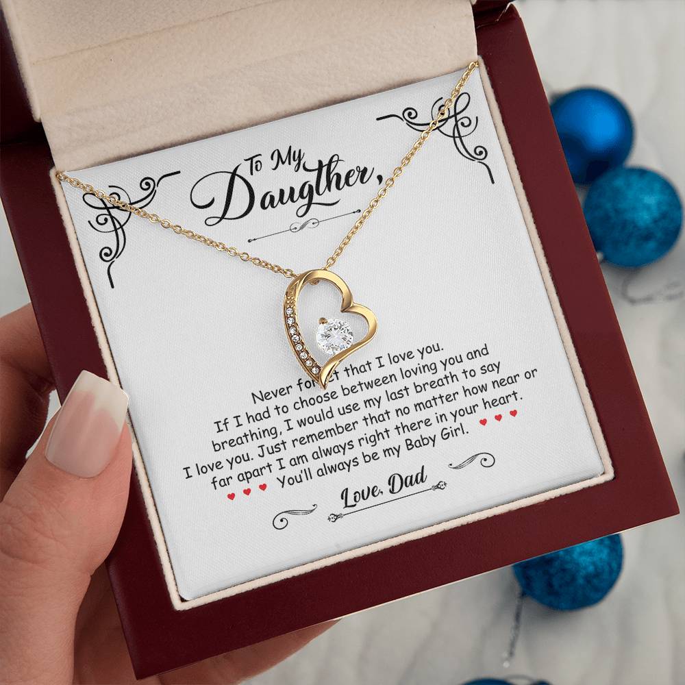 To My Daughter - You'll Always Be My Baby Girl - Forever Love Necklace - Message Box