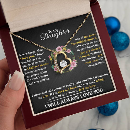 To My Daughter - Never Forget That I Love You - Forever Love Necklace - Message Box