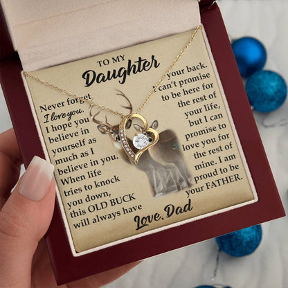 To My Daughter - I Am Proud To Be Your Father - Deer - Forever Love Necklace - Message Box