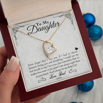To My Daughter - You'll Always Be My Baby Girl - Forever Love Necklace - Message Box
