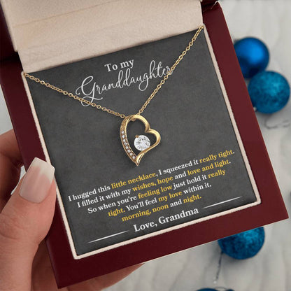 To My Granddaughter - You'll Feel My Love - Forever Love Necklace - Message Box