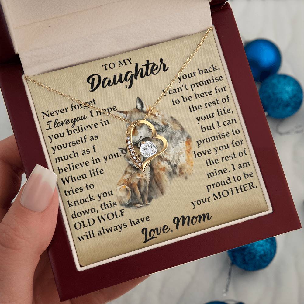 To My Daughter - I Am Proud To Be Your Father - Wolves - Forever Love Necklace - Message Box