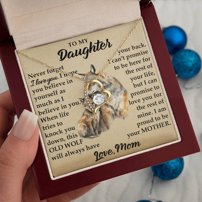 To My Daughter - I Am Proud To Be Your Father - Wolves - Forever Love Necklace - Message Box