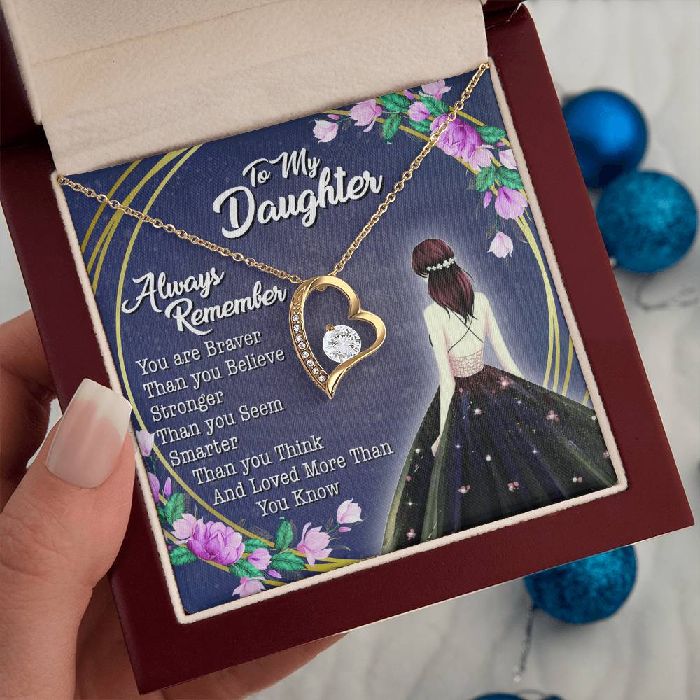 To My Daughter - Always Remember - Love Knot Necklace - Message Box