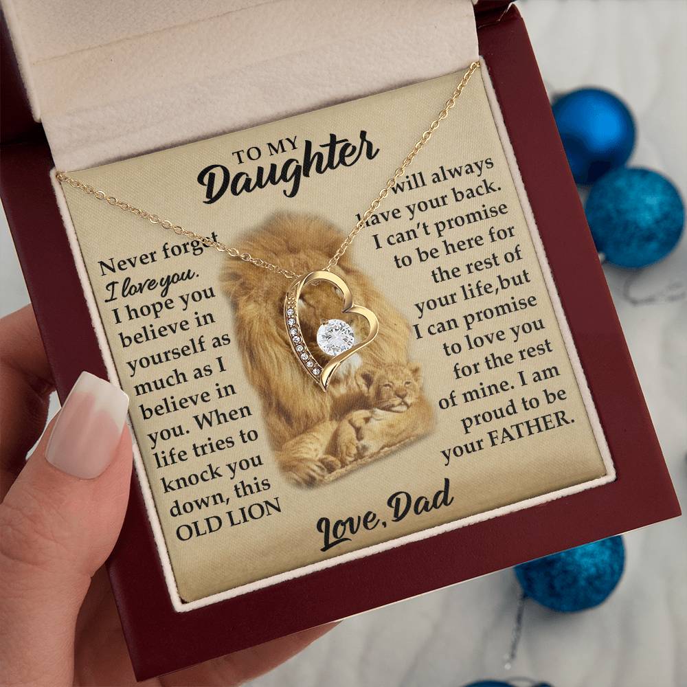 To My Daughter - I Am Proud To Be Your Father - Lions - Forever Love Necklace - Message Box