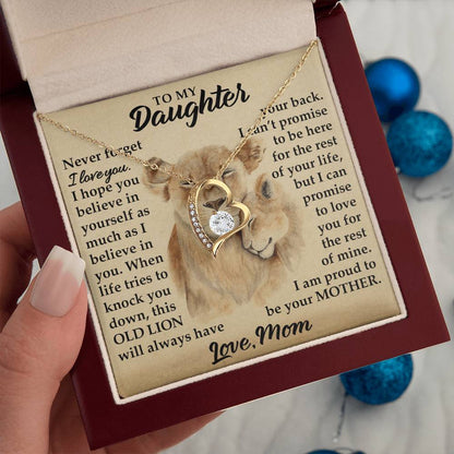 To My Daughter - I Am Proud To Be Your Mother - Lions - Forever Love Necklace - Message Box