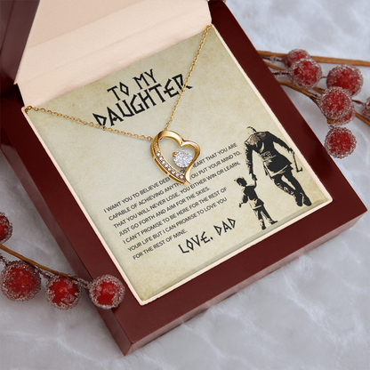 To My Daughter - You Can Achieve Anything - Forever Love Necklace - Message Box