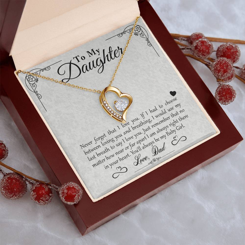 To My Daughter - You'll Always Be My Baby Girl - Forever Love Necklace - Message Box