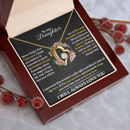 To My Daughter - Never Forget That I Love You - Forever Love Necklace - Message Box