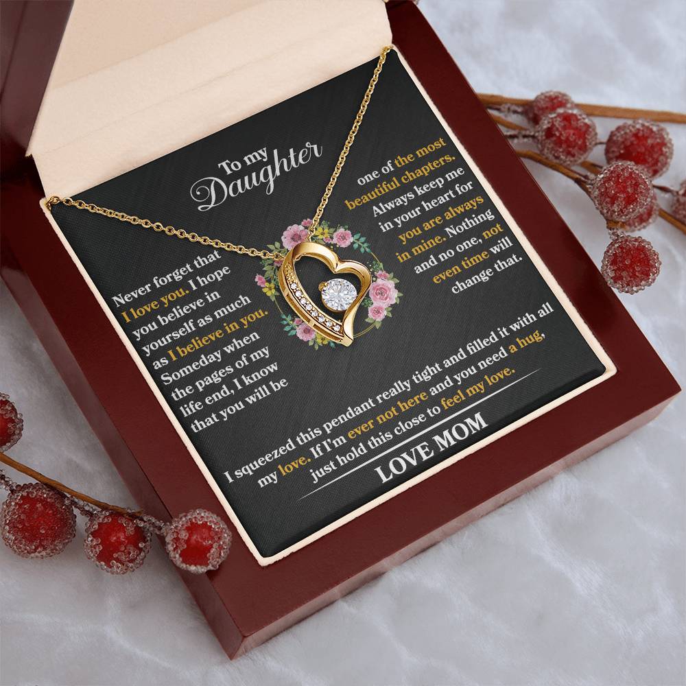 To My Daughter - Never Forget That I Love You - Forever Love Necklace - Message Box