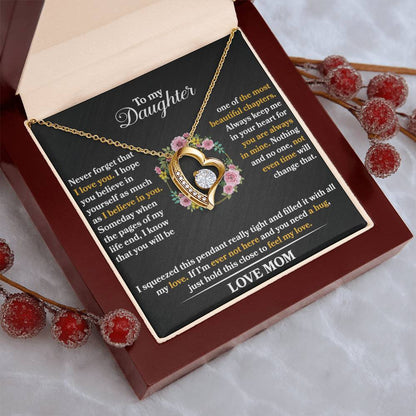 To My Daughter - Never Forget That I Love You - Forever Love Necklace - Message Box