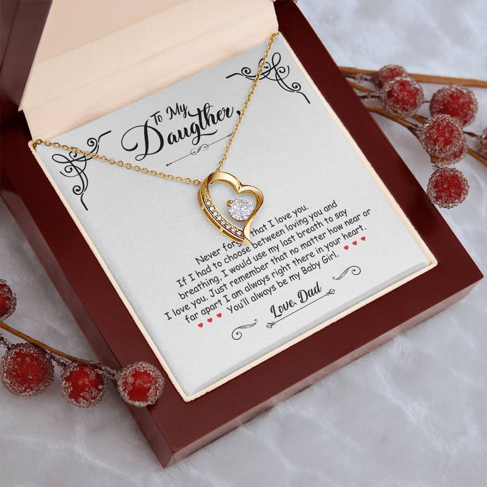 To My Daughter - You'll Always Be My Baby Girl - Forever Love Necklace - Message Box