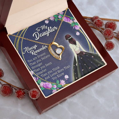 To My Daughter - Always Remember - Love Knot Necklace - Message Box