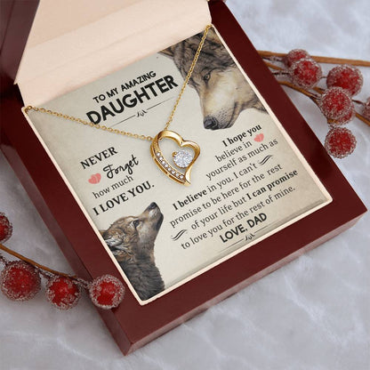 To My Daughter - Never Forget How Much I Love You - Wolves - Forever Love Necklace - Message Box