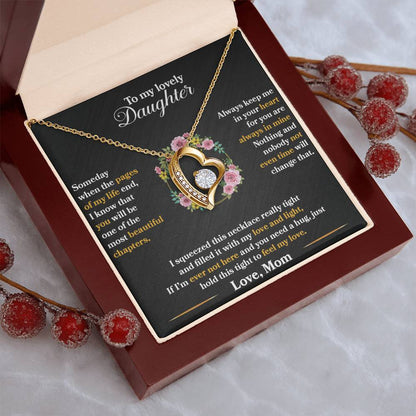 To My Daughter - Always Keep Me In Your Heart - Flowers Black - Forever Love Necklace - Message Box