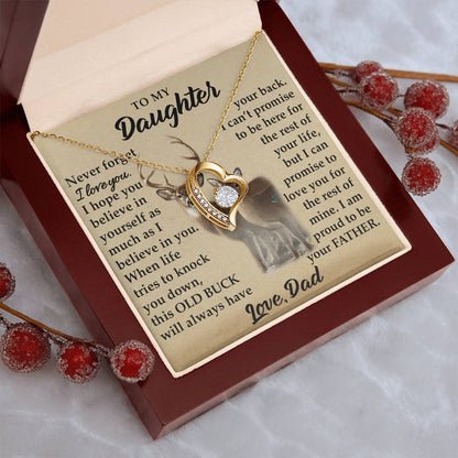 To My Daughter - I Am Proud To Be Your Father - Deer - Forever Love Necklace - Message Box