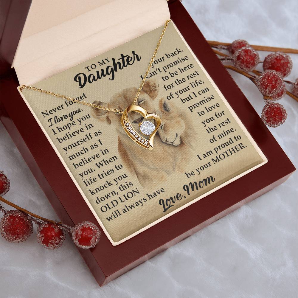 To My Daughter - I Am Proud To Be Your Mother - Lions - Forever Love Necklace - Message Box
