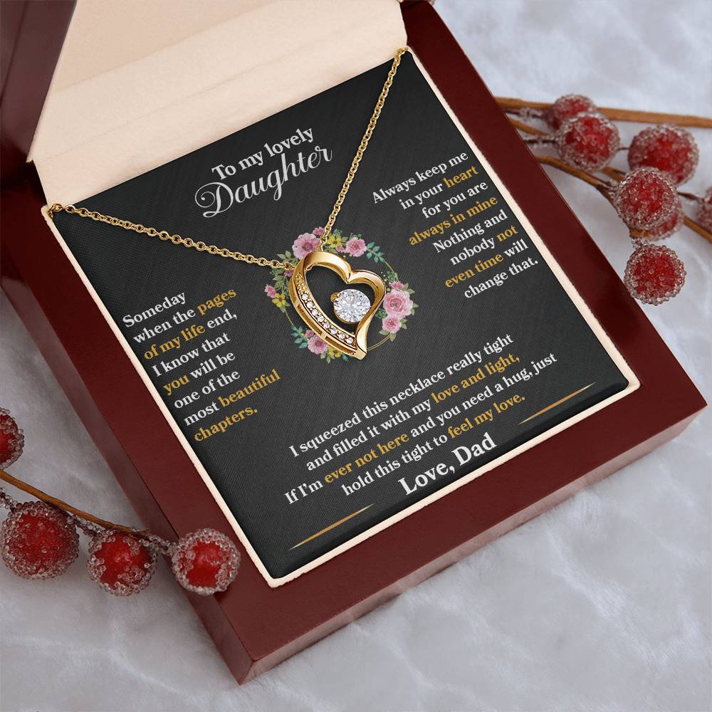 To My Daughter - Always Keep Me In Your Heart - Flowers Black - Forever Love Necklace - Message Box