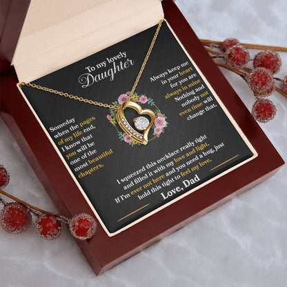 To My Daughter - Always Keep Me In Your Heart - Flowers Black - Forever Love Necklace - Message Box