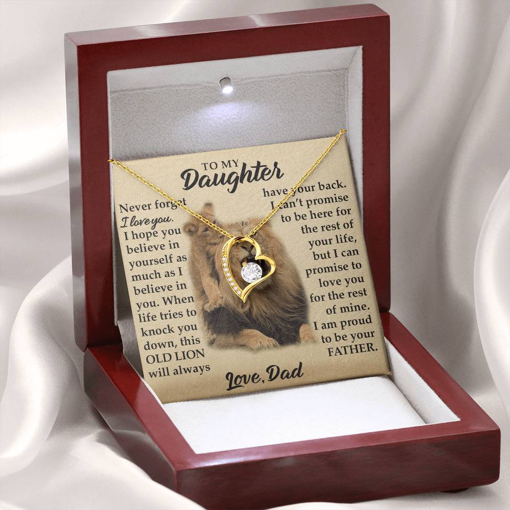 To My Daughter - I Am Proud To Be Your Father - Lions - Forever Love Necklace - Message Box