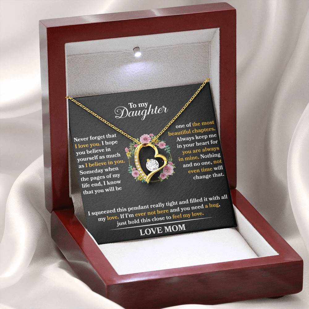 To My Daughter - Never Forget That I Love You - Forever Love Necklace - Message Box