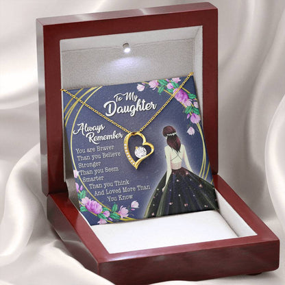 To My Daughter - Always Remember - Love Knot Necklace - Message Box