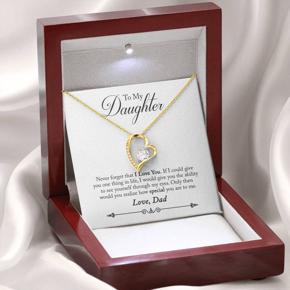 To My Daughter - Never Forget That I Love You - Forever Love Necklace - Message Box