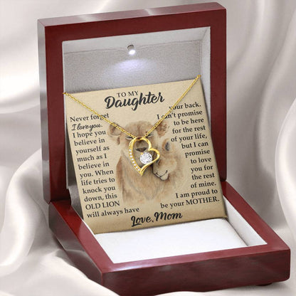 To My Daughter - I Am Proud To Be Your Mother - Lions - Forever Love Necklace - Message Box