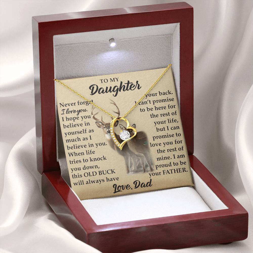 To My Daughter - I Am Proud To Be Your Father - Deer - Forever Love Necklace - Message Box