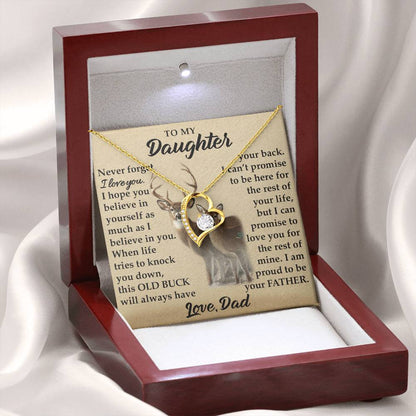 To My Daughter - I Am Proud To Be Your Father - Deer - Forever Love Necklace - Message Box