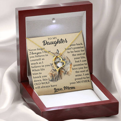 To My Daughter - I Am Proud To Be Your Father - Wolves - Forever Love Necklace - Message Box