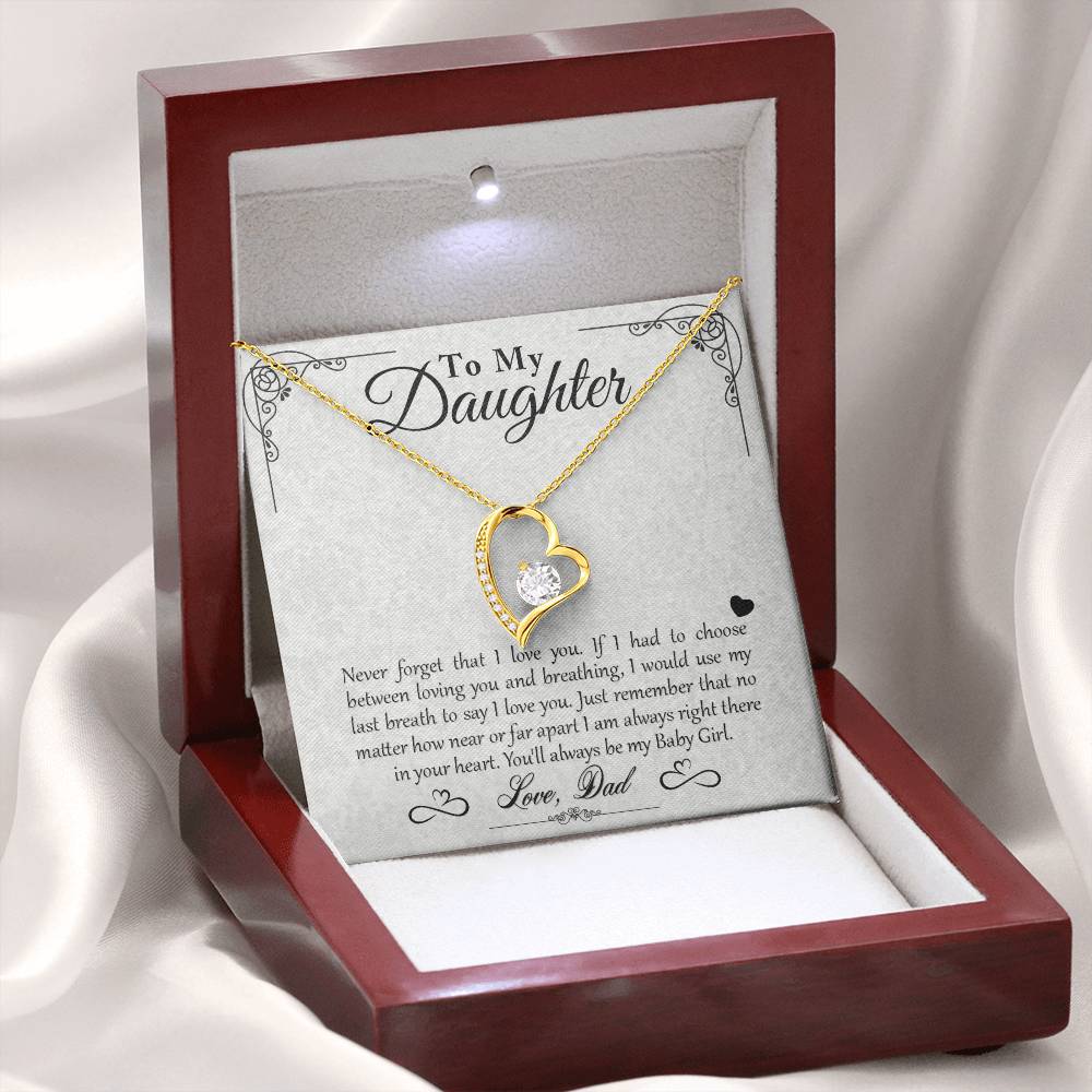 To My Daughter - You'll Always Be My Baby Girl - Forever Love Necklace - Message Box