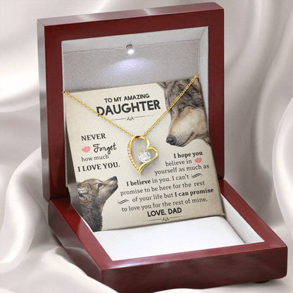 To My Daughter - Never Forget How Much I Love You - Wolves - Forever Love Necklace - Message Box