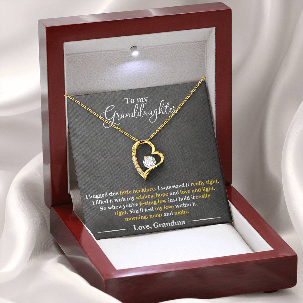 To My Granddaughter - You'll Feel My Love - Forever Love Necklace - Message Box