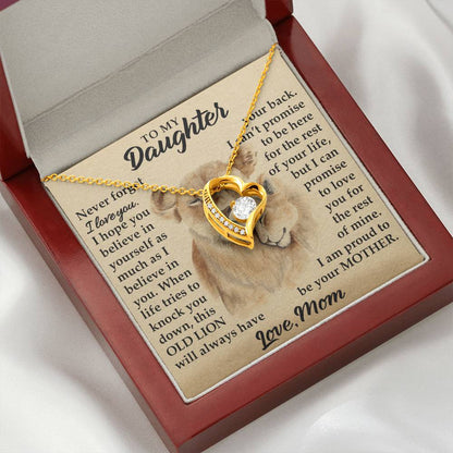 To My Daughter - I Am Proud To Be Your Mother - Lions - Forever Love Necklace - Message Box