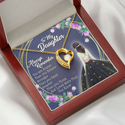 To My Daughter - Always Remember - Love Knot Necklace - Message Box