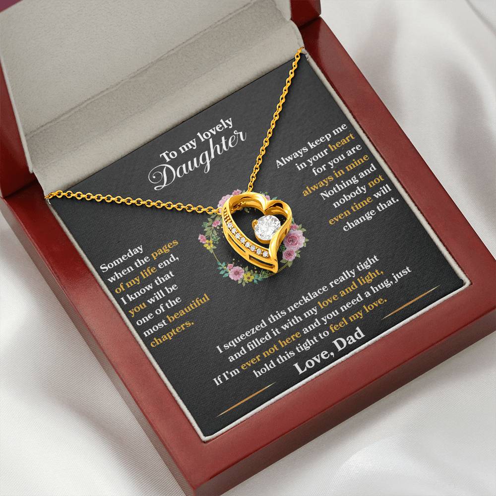 To My Daughter - Always Keep Me In Your Heart - Flowers Black - Forever Love Necklace - Message Box