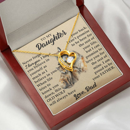 To My Daughter - I Am Proud To Be Your Father - Wolves - Forever Love Necklace - Message Box
