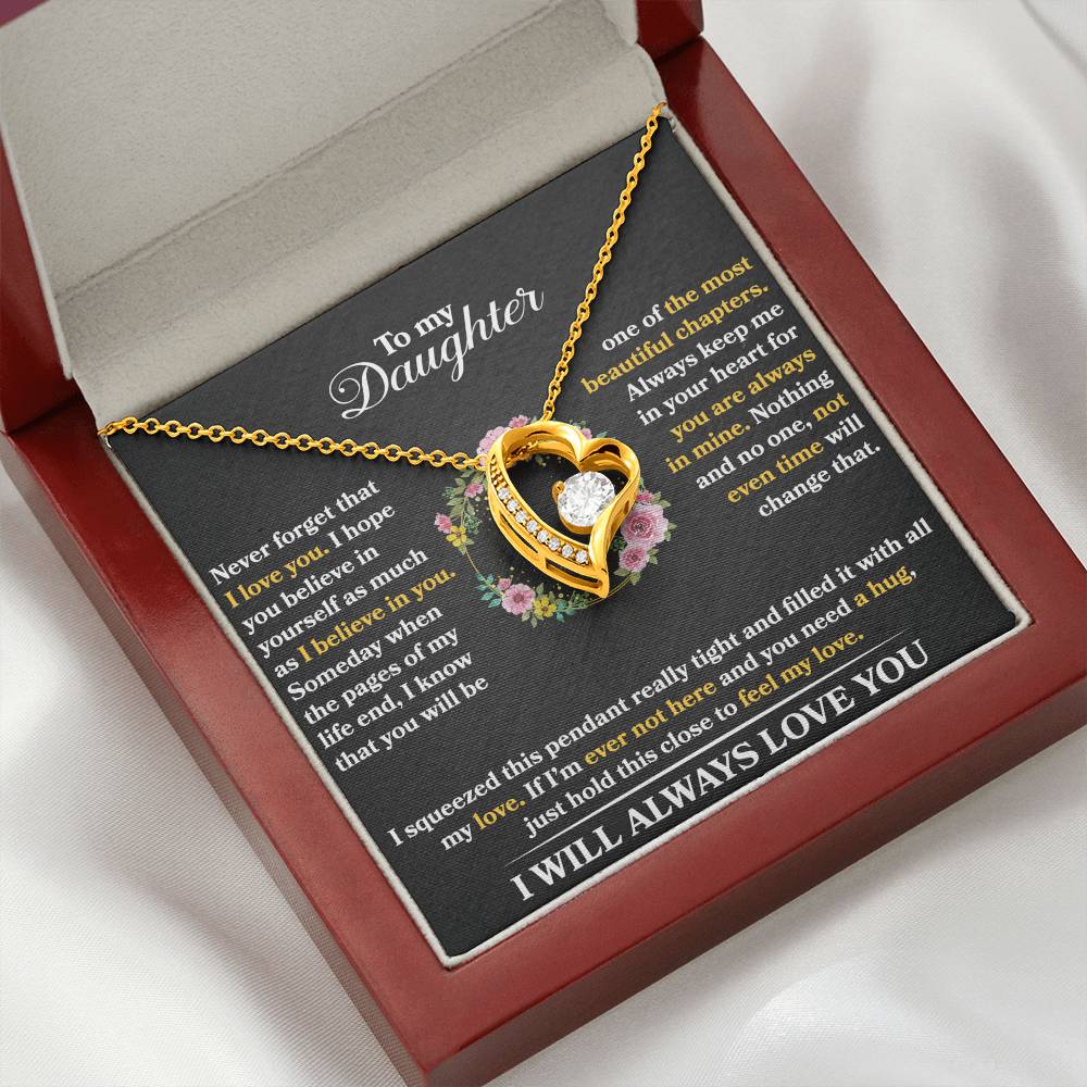 To My Daughter - Never Forget That I Love You - Forever Love Necklace - Message Box