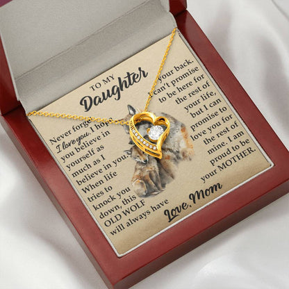 To My Daughter - I Am Proud To Be Your Father - Wolves - Forever Love Necklace - Message Box