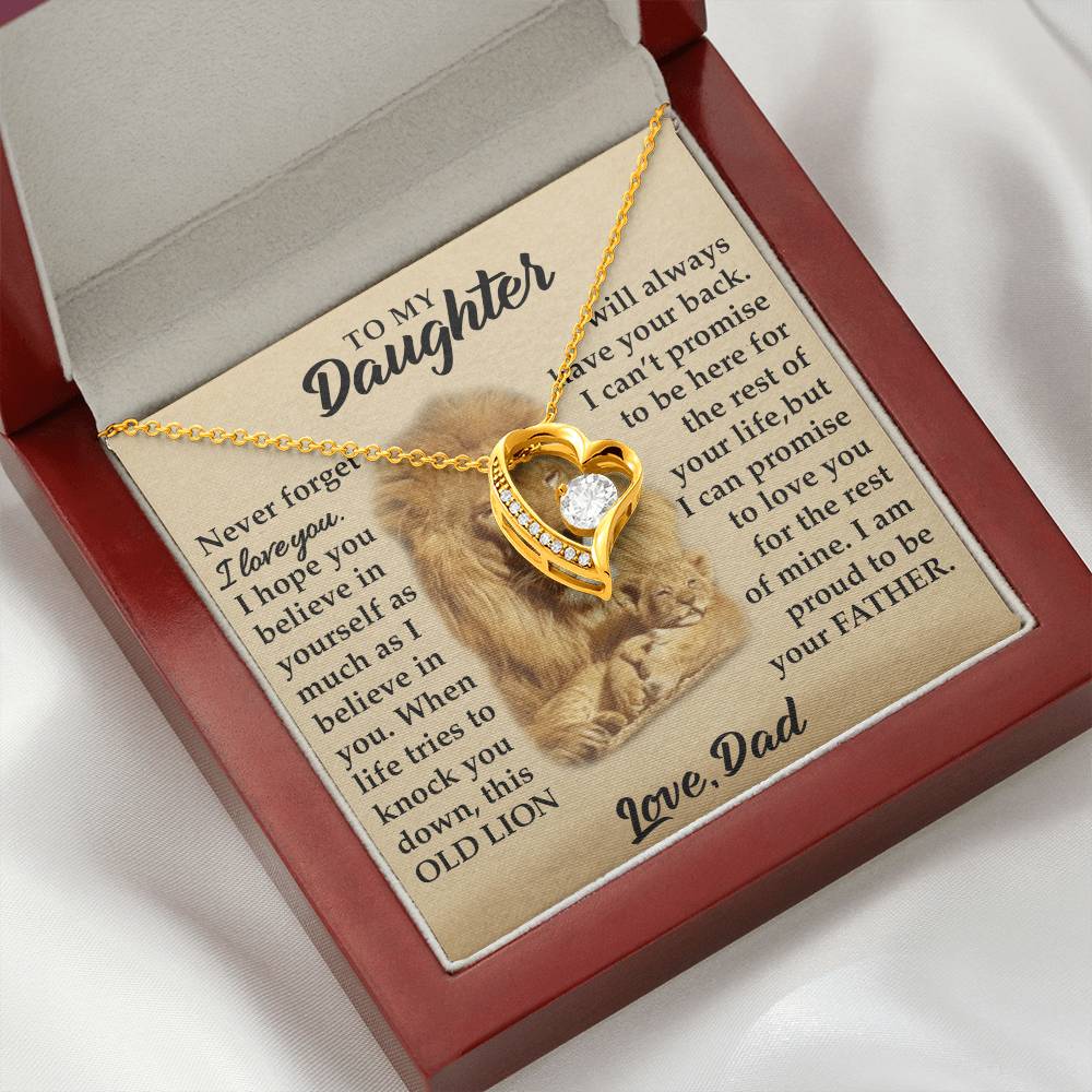 To My Daughter - I Am Proud To Be Your Father - Lions - Forever Love Necklace - Message Box