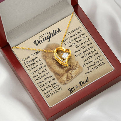 To My Daughter - I Am Proud To Be Your Father - Lions - Forever Love Necklace - Message Box