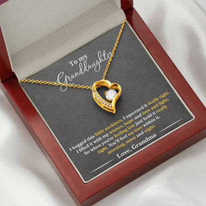 To My Granddaughter - You'll Feel My Love - Forever Love Necklace - Message Box