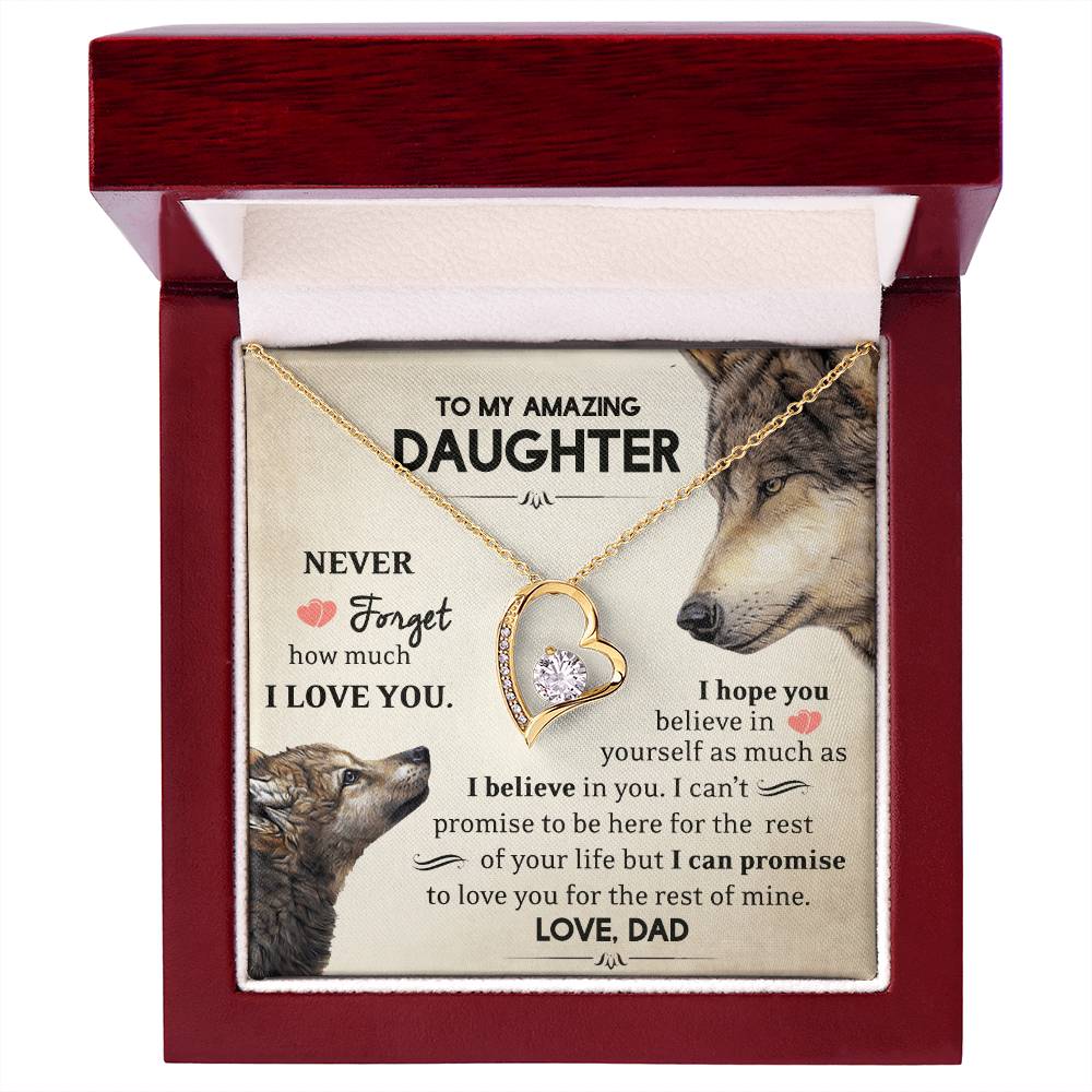 To My Daughter - Never Forget How Much I Love You - Wolves - Forever Love Necklace - Message Box