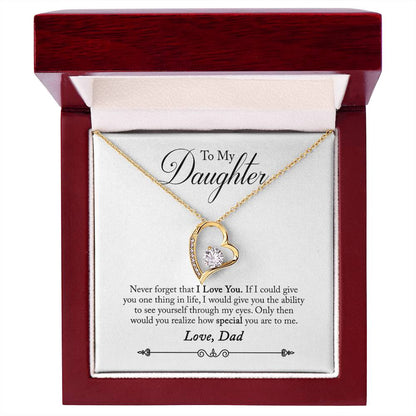 To My Daughter - Never Forget That I Love You - Forever Love Necklace - Message Box