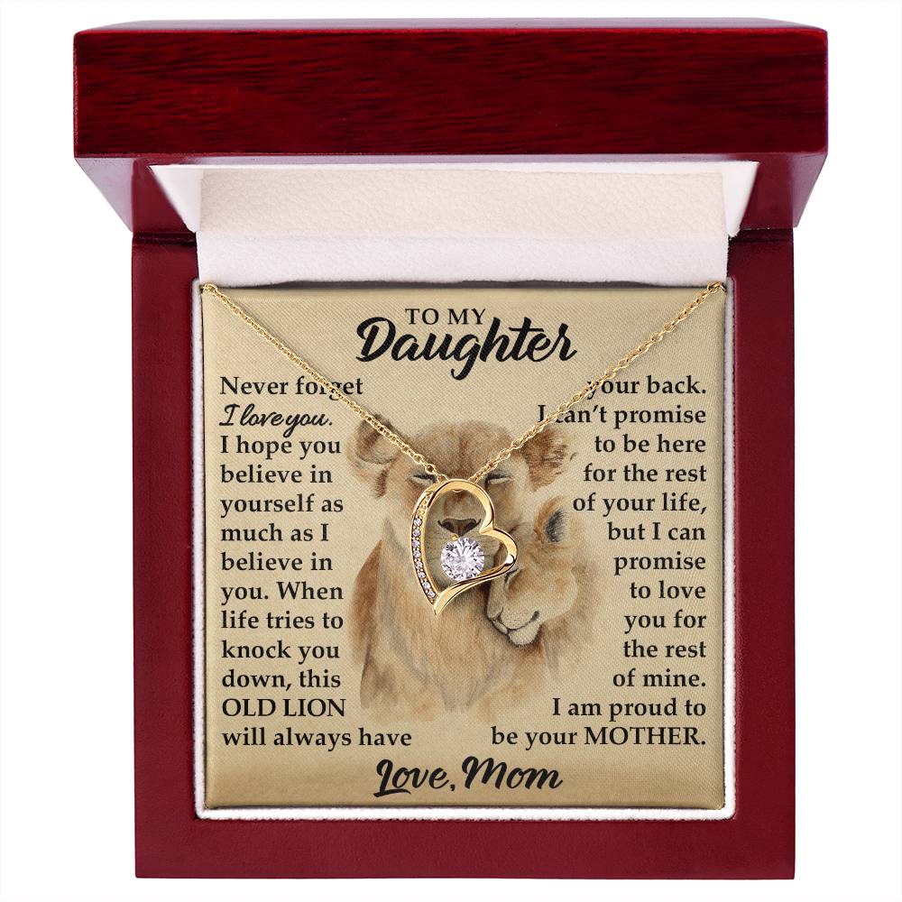 To My Daughter - I Am Proud To Be Your Mother - Lions - Forever Love Necklace - Message Box