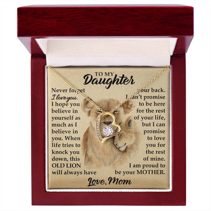 To My Daughter - I Am Proud To Be Your Mother - Lions - Forever Love Necklace - Message Box