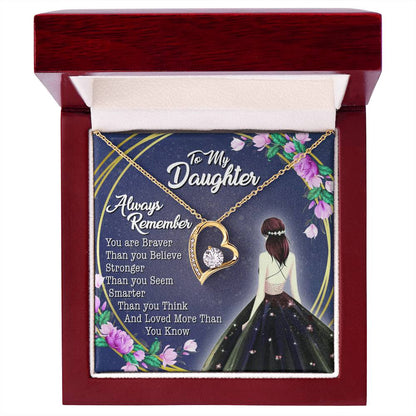 To My Daughter - Always Remember - Love Knot Necklace - Message Box