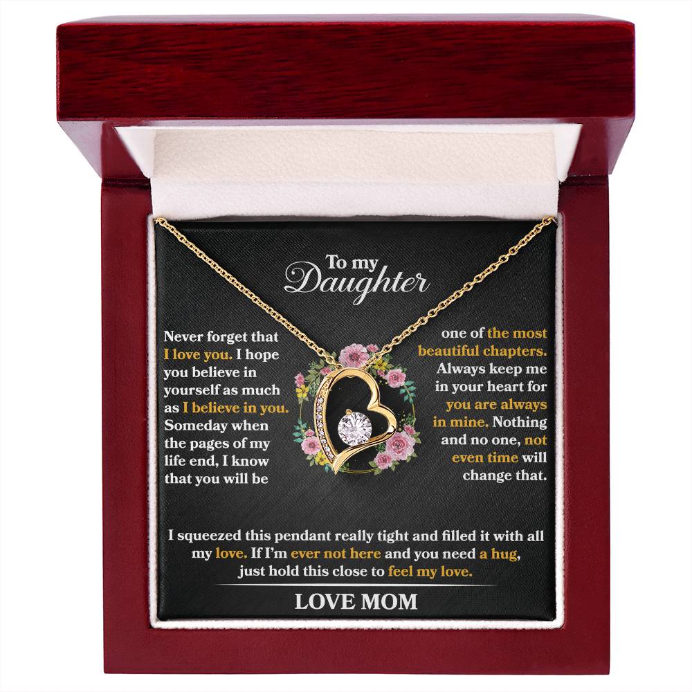 To My Daughter - Never Forget That I Love You - Forever Love Necklace - Message Box